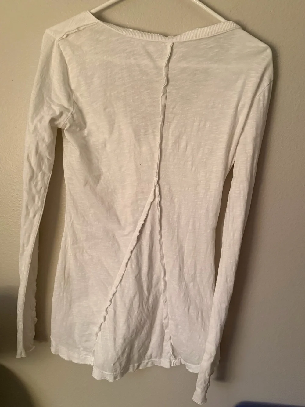 Free People Toosalossa White Crochet-Sleeve Long-Sleeve Henley Top M Boho